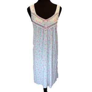 Vintage Character Cotton Nightgown Mint Green Pink Rose Floral Lace Cottage Sz S